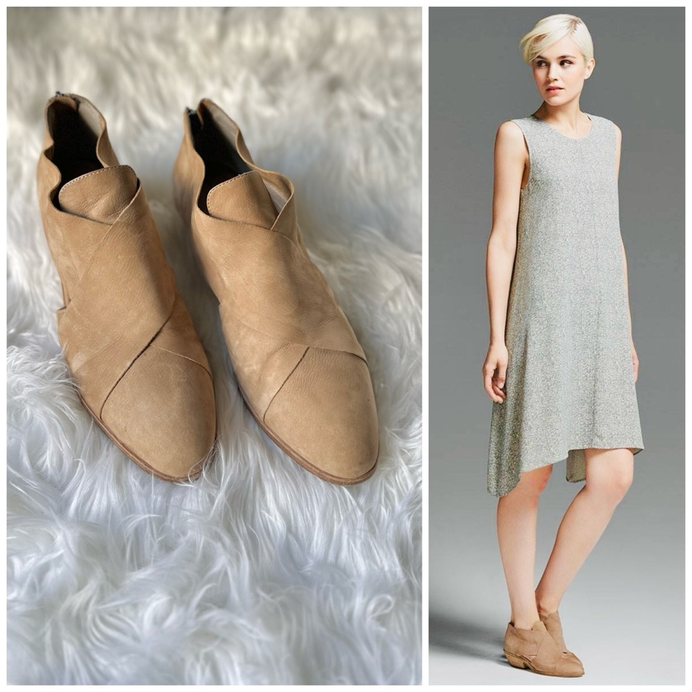 EILEEN FISHER 10 Cluster Cutout Nubuck Leather Booties in Wheat Neutral Natural